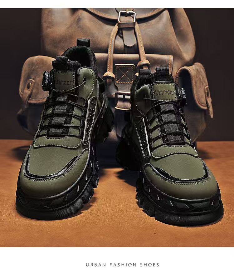 Men's Platform Work Boots - Non-slip Outdoor Shoes with Height Increase