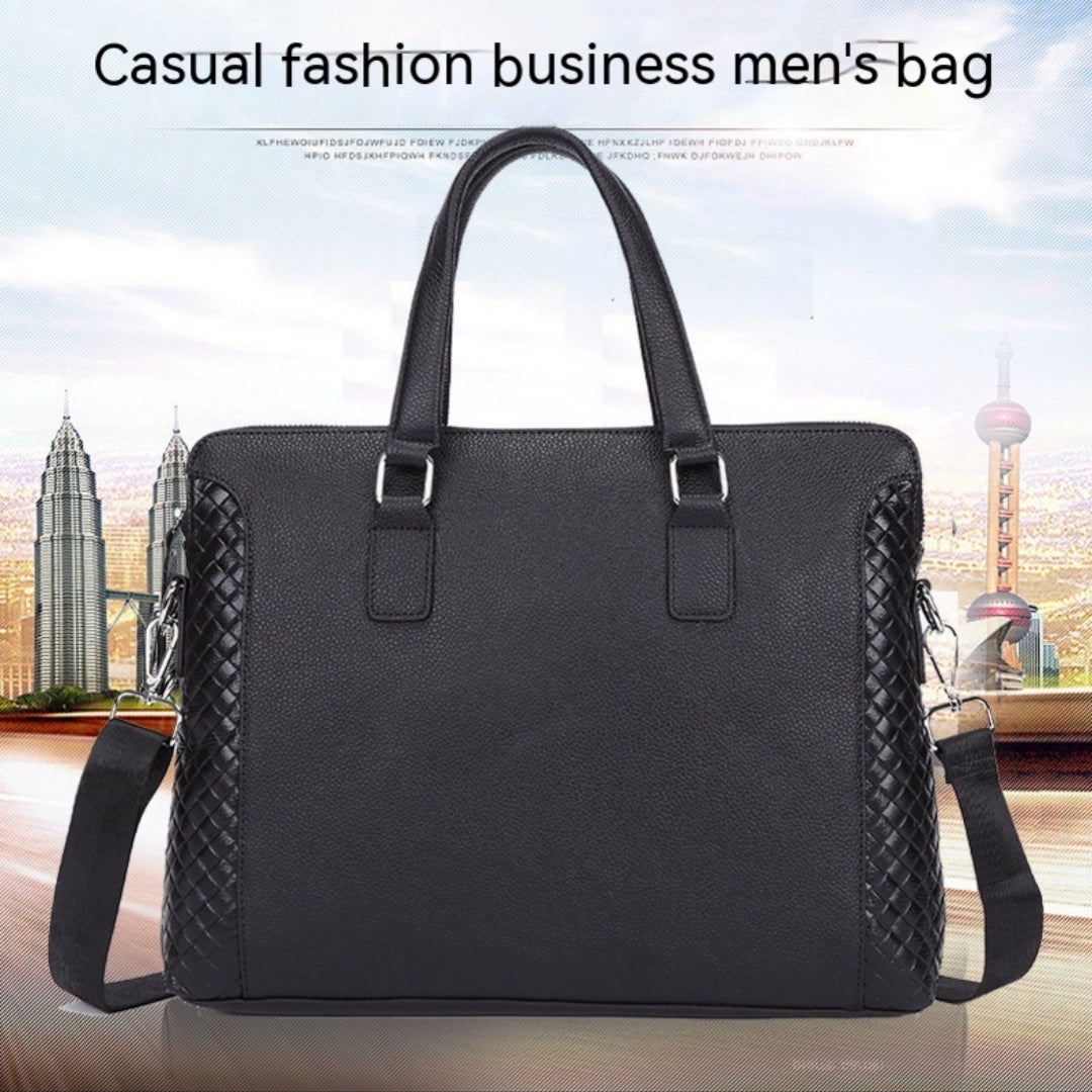 Men's Genuine Leather Briefcase 14 Inch – Business Laptop Bag Made of Cowhide Leather