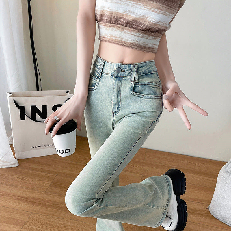 Women's Light Blue Flared Jeans in American Style – Trendy Flared Jeans