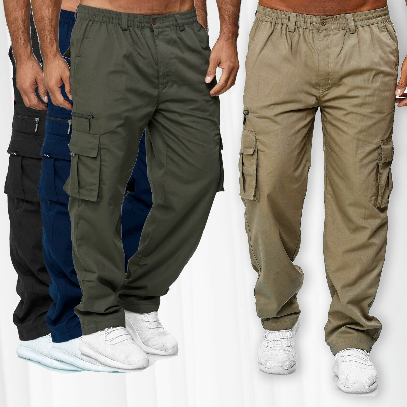 Herren Cargo Hose | Multi Pocket Locker Gerade Freizeit Trend