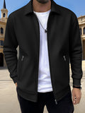 Men's Solid Zip Jacket – Stylish Long Sleeve Jacket with Pockets