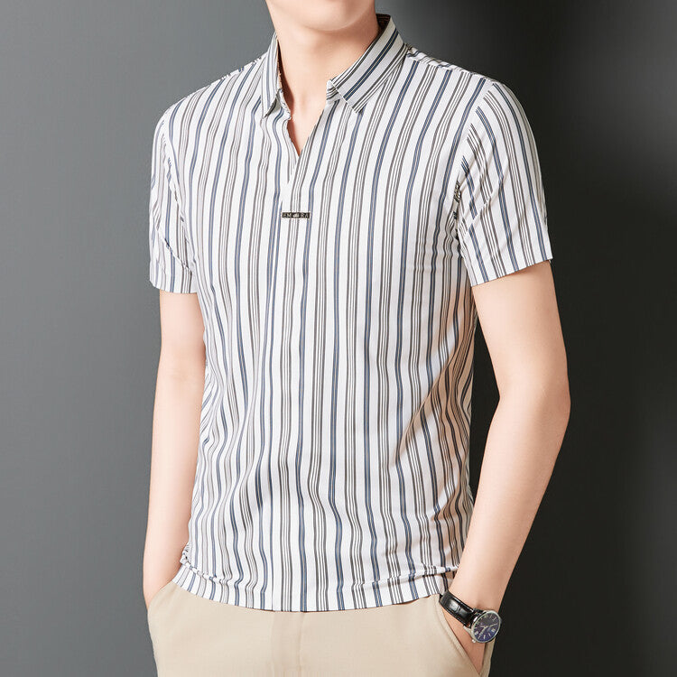 Men's Short-Sleeve Striped Shirt | Summer Leisure Lightweight Modern