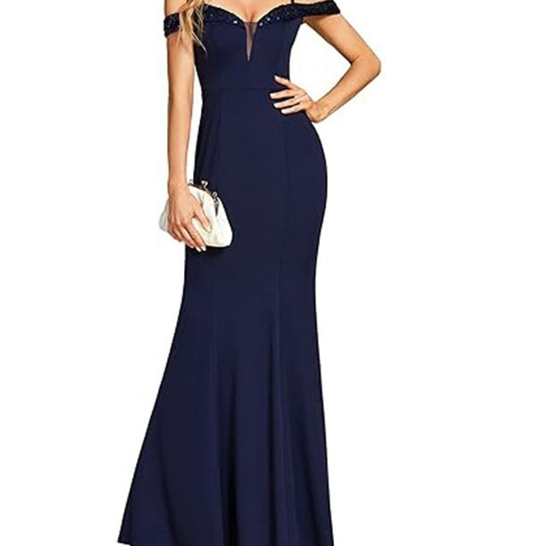 Off-Shoulder Evening Dress for Women | Elegant Long Party Dress