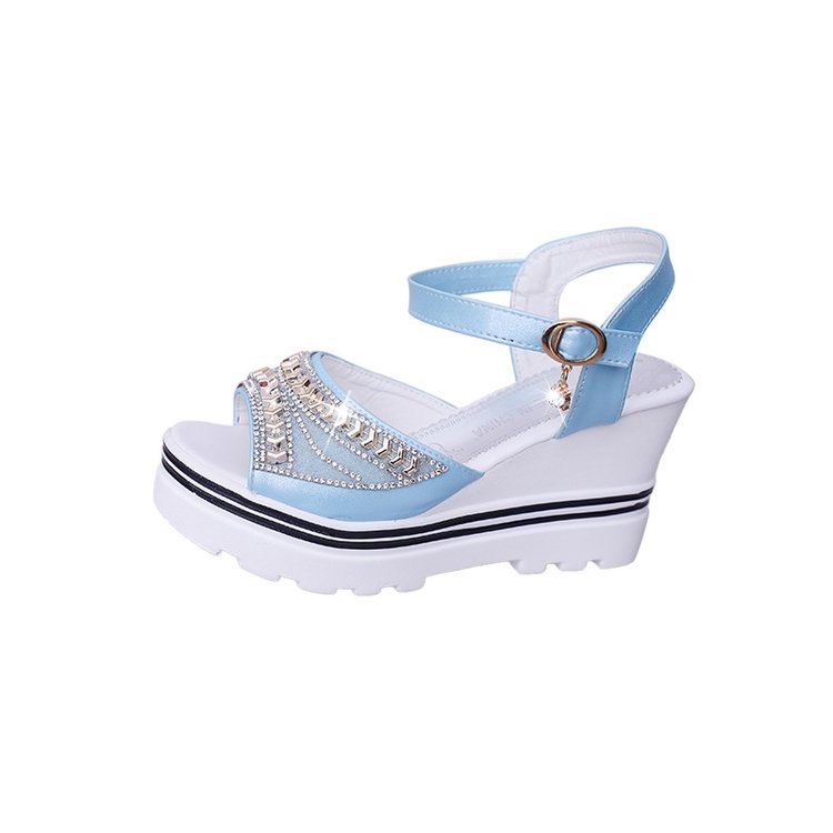 Women's Wedge Sandals Rhinestone | Summer Platform Sandals Elegant