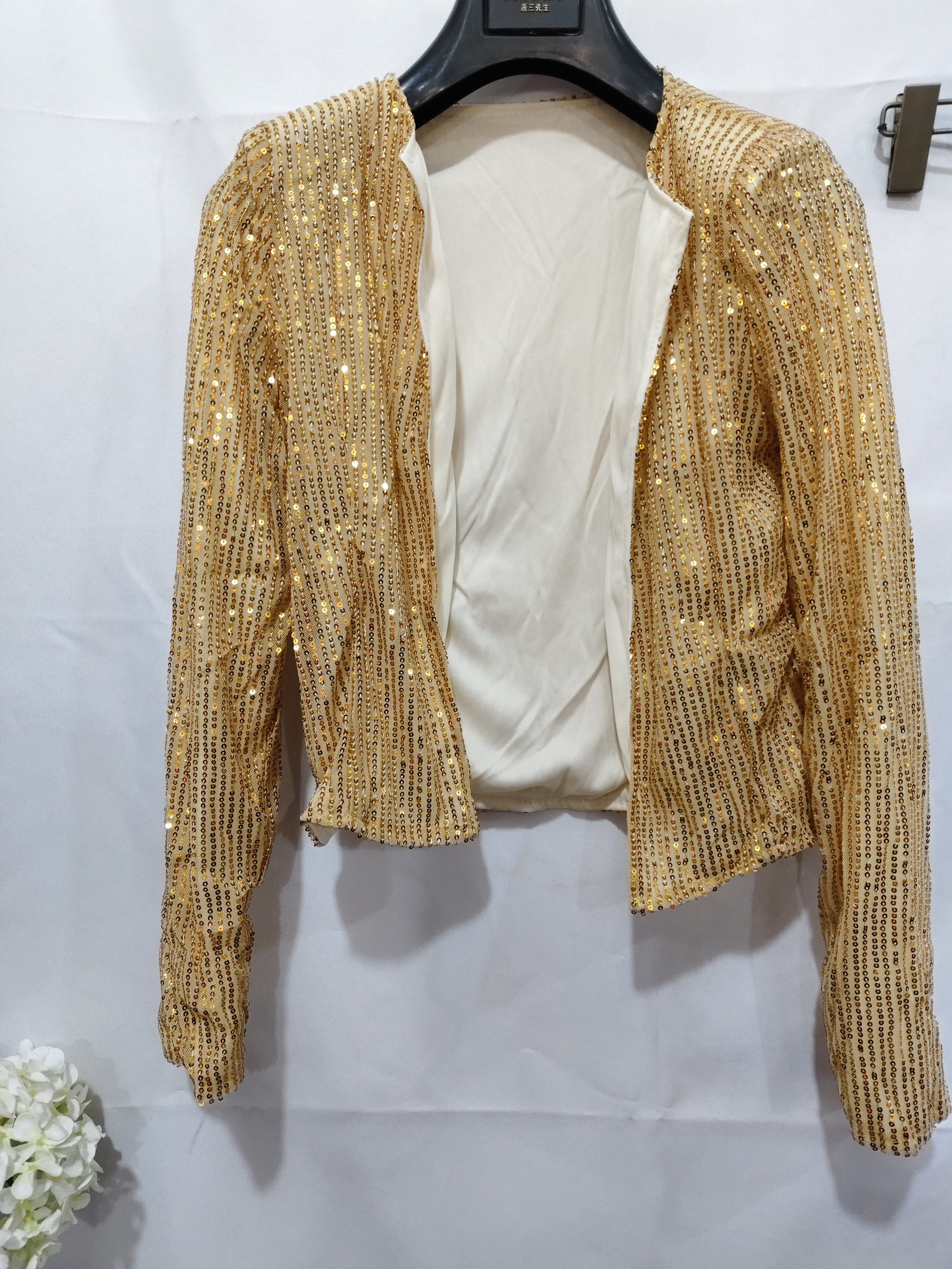 Damen Pailletten Blazer – Slim Fit, Elegant & Festlich Langarm