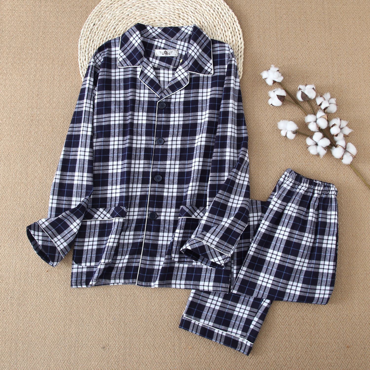 Herren Flanell Pyjama Warm | Winter Nachtwäsche Set