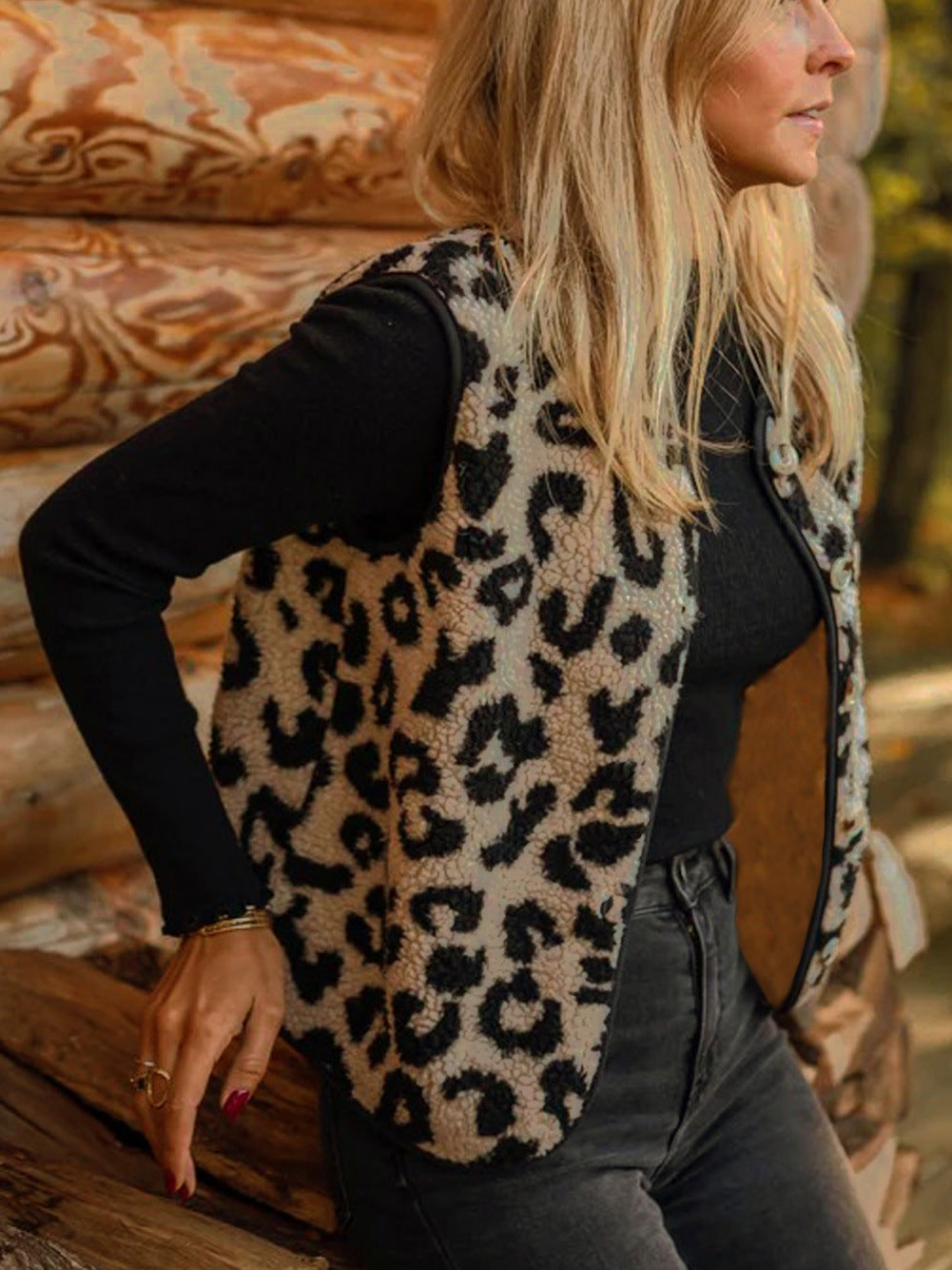 Damen Kunstfellweste Leopard – Elegant, Warm & Stylisch