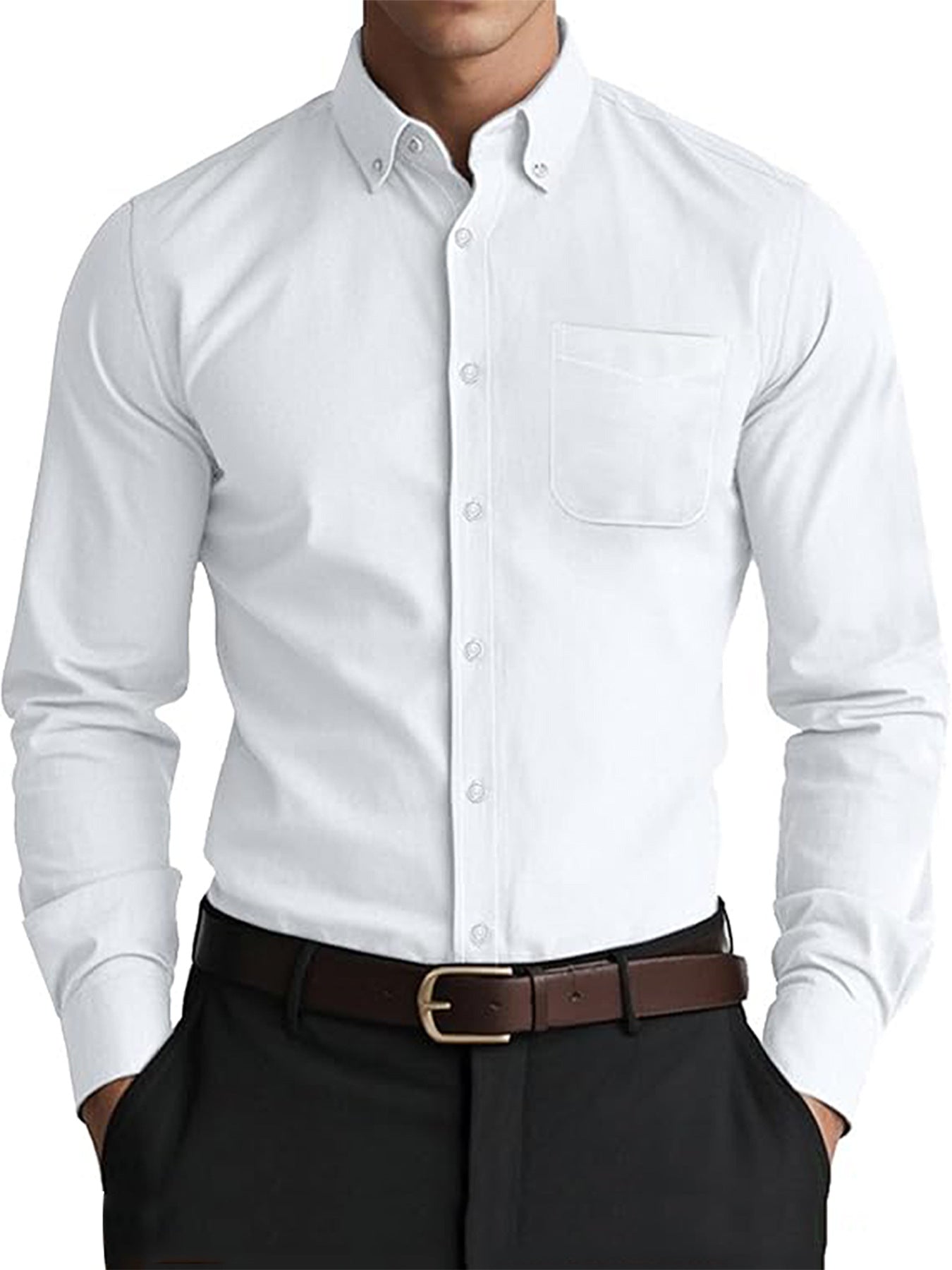 Herren Oxford Freizeithemd – Lockeres Casual Hemd in Unifarbe