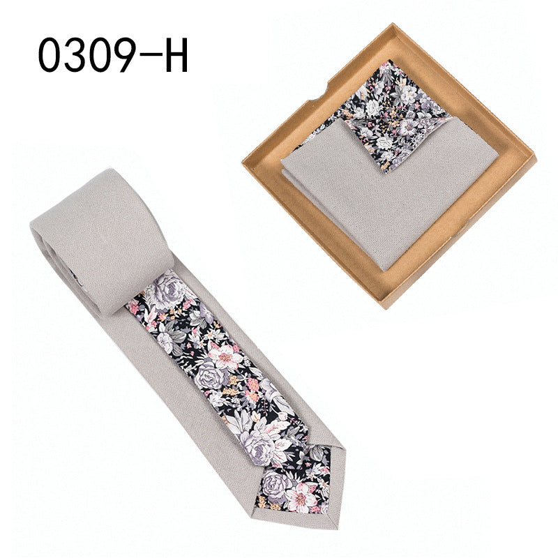 Herren Krawatte floral Baumwolle Einstecktuch elegant modern