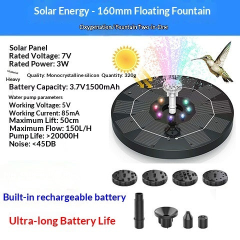 Solar Springbrunnen für Garten – Schwimmender Solarbrunnen mit Split Panel