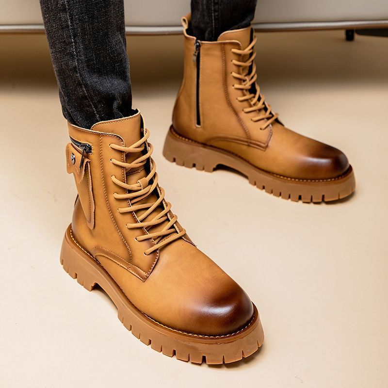 Men's Genuine Leather Martin Boots High Top – Robust Casual Leather Ankle Boots
