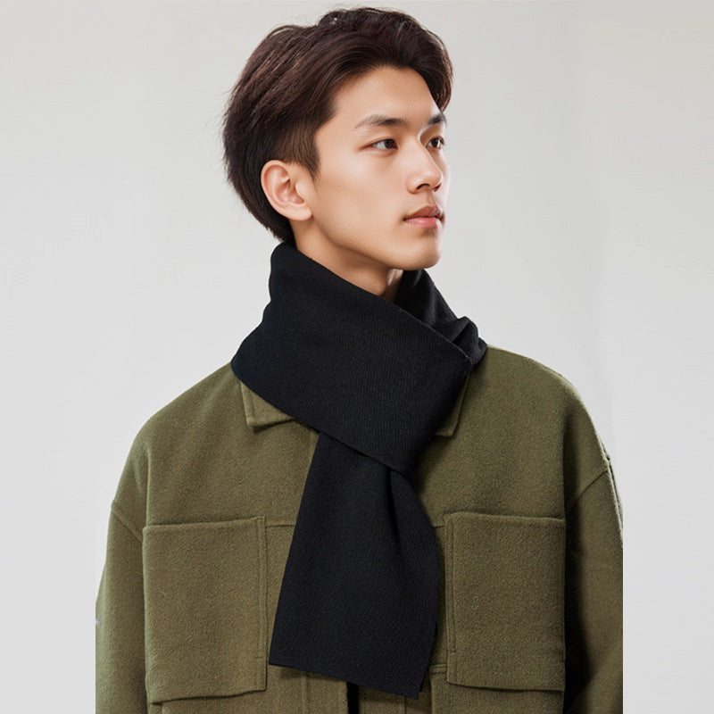 Men's wool scarf plain knit warm elegant versatile