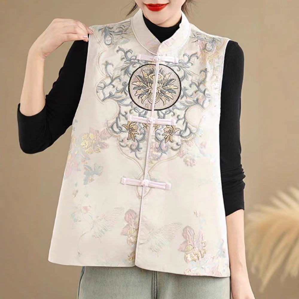 Damen Jacquard Weste | Chinesische Stickerei Vintage Stil