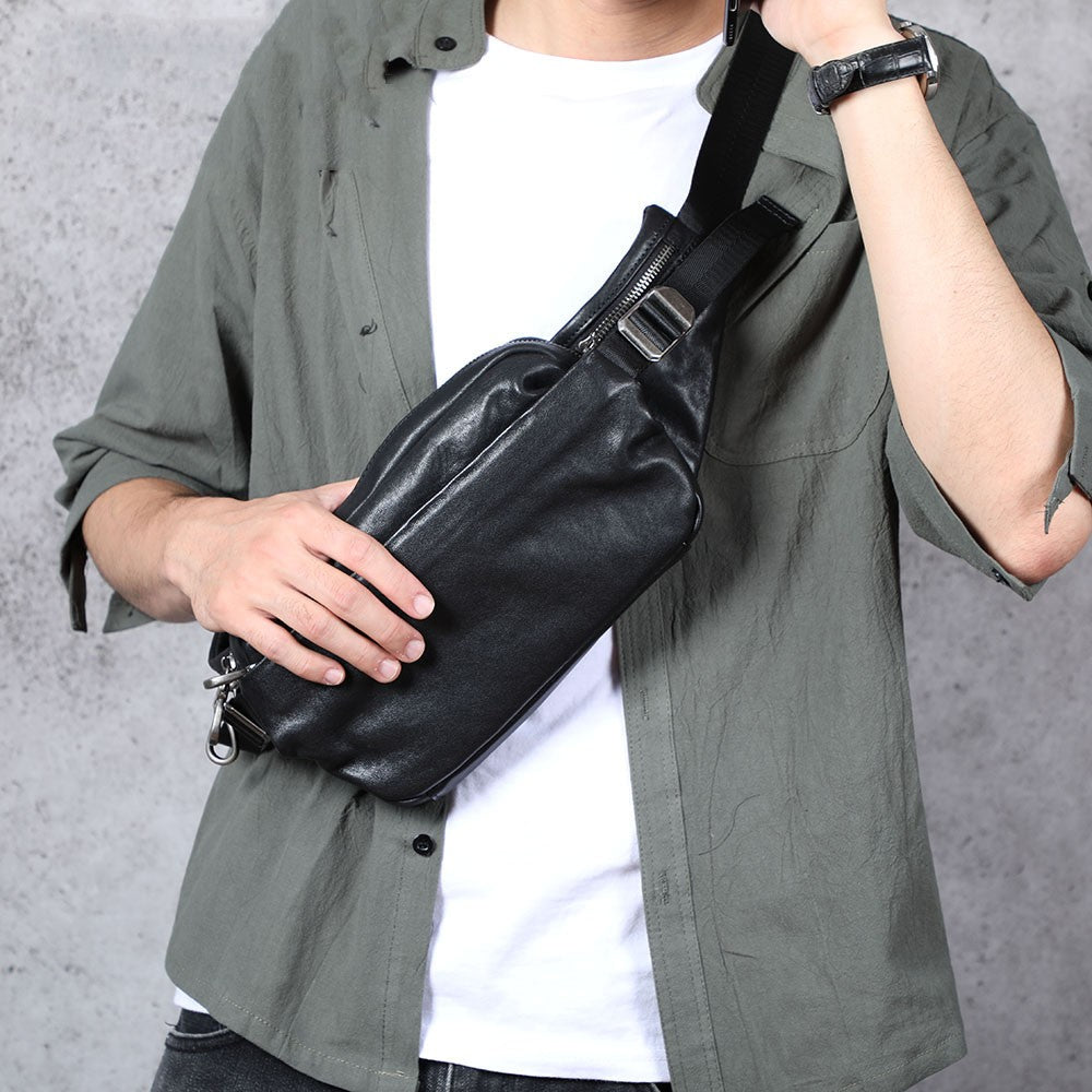 Men's Leather Sling Bag | Crossbody Chest Bag Cowhide