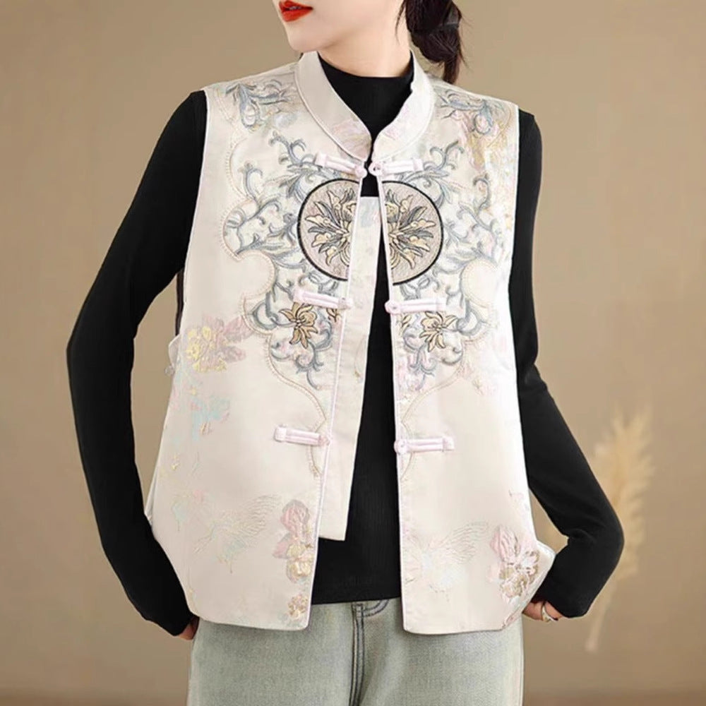 Damen Jacquard Weste | Chinesische Stickerei Vintage Stil