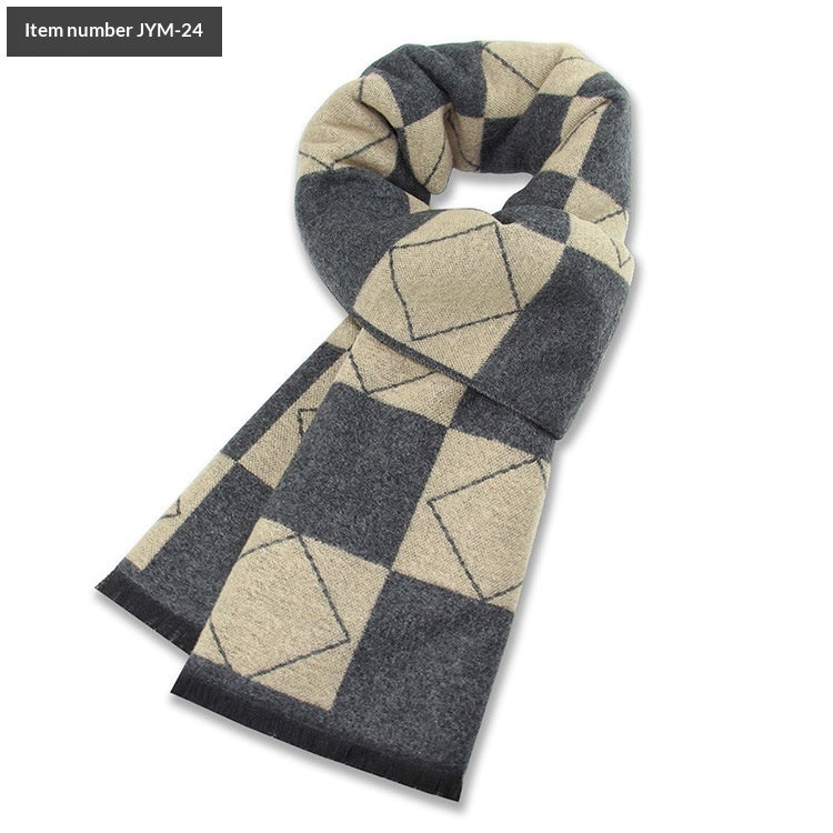 Men's Scarf Plaid Warm Wool Blend Winter Thick Elegant