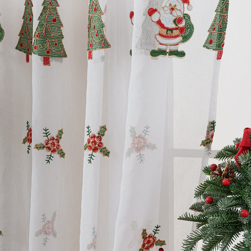 Christmas Curtain Embroidery | Festive Elegant Fir Tree