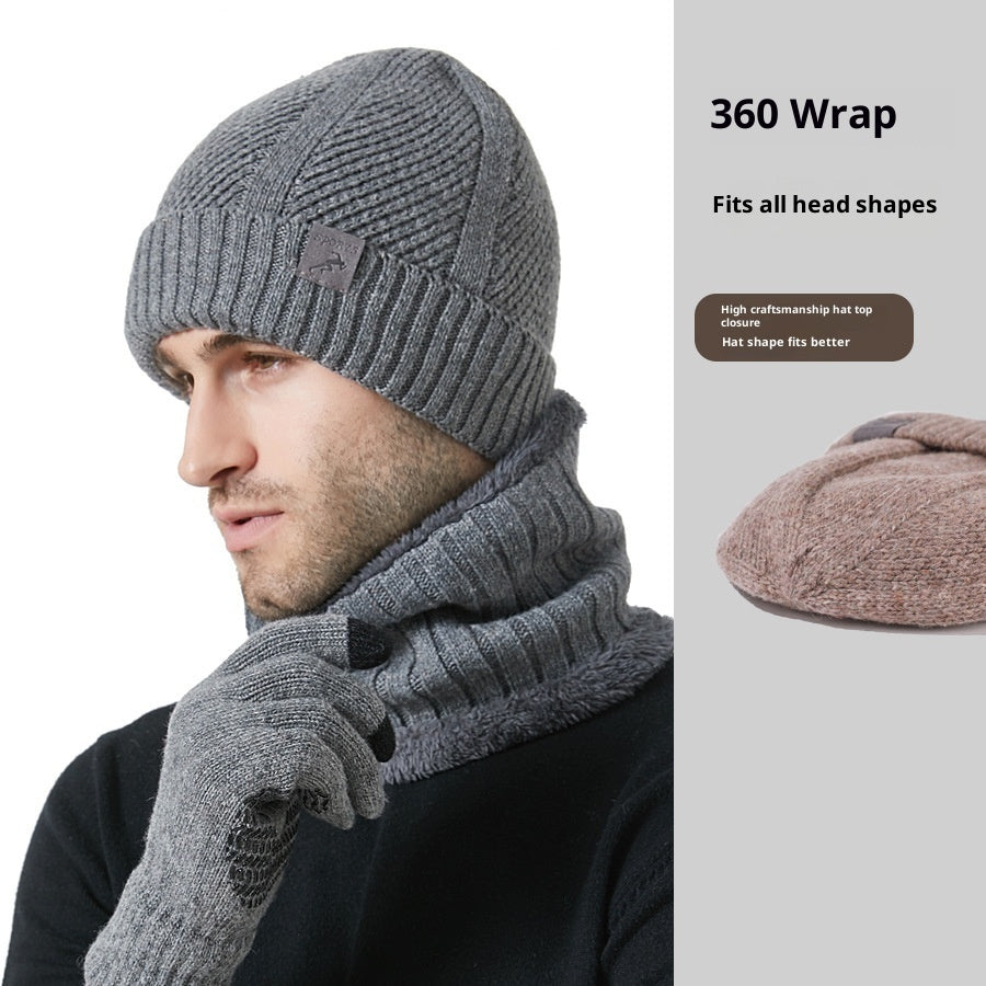 Men's Winter Set Hat Scarf Gloves Thick Warm Outdoor