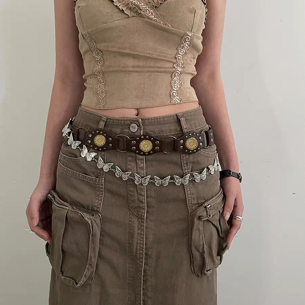 Vintage Belt Unisex | Studded Metal Buckle Punk Style