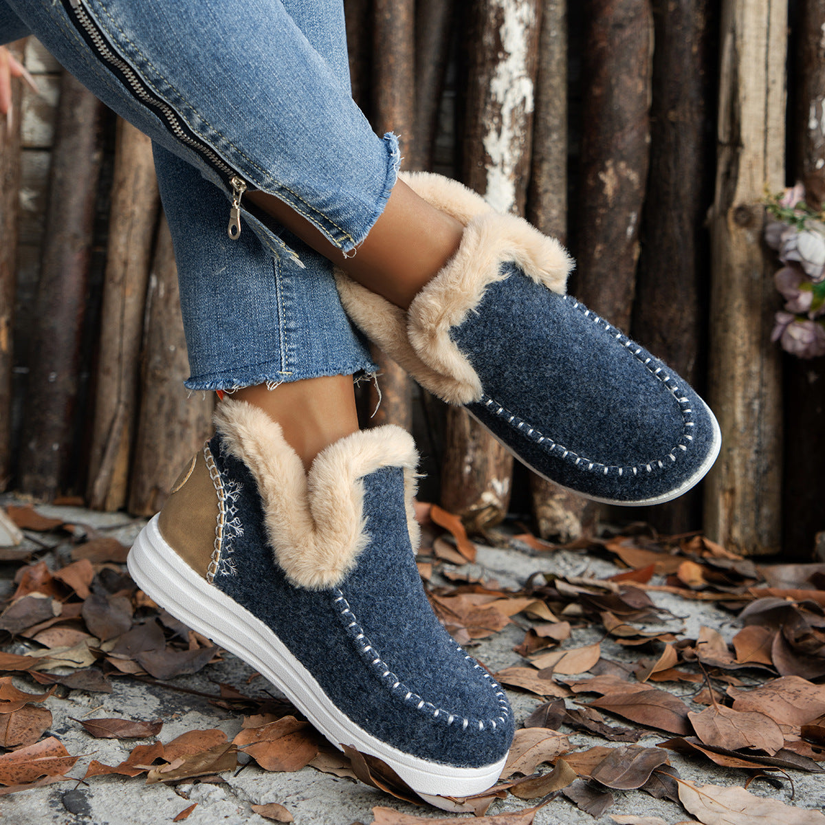 Women's Winter Lined Shoes | Warm Fleece Slip-On Comfortable