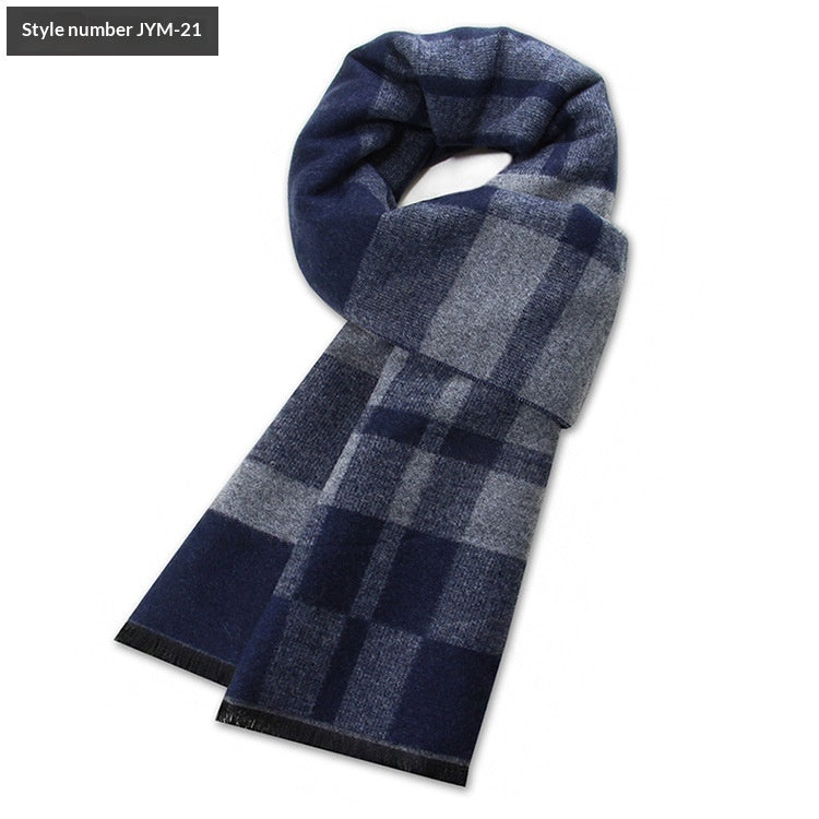 Men's Scarf Plaid Warm Wool Blend Winter Thick Elegant
