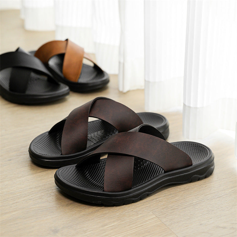 Herren Leder Slipper | X-Design Großgrößen Sommer Komfort