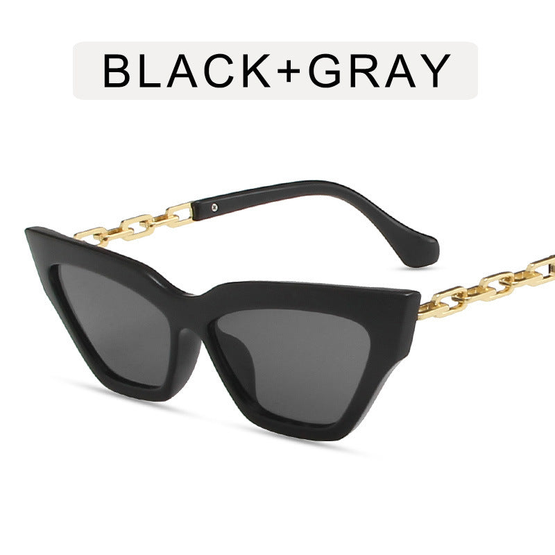 Damen Cat Eye Sonnenbrille mit Kette – Luxus Fashion Brille