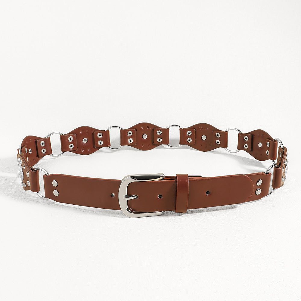 Vintage Belt Unisex | Studded Metal Buckle Punk Style