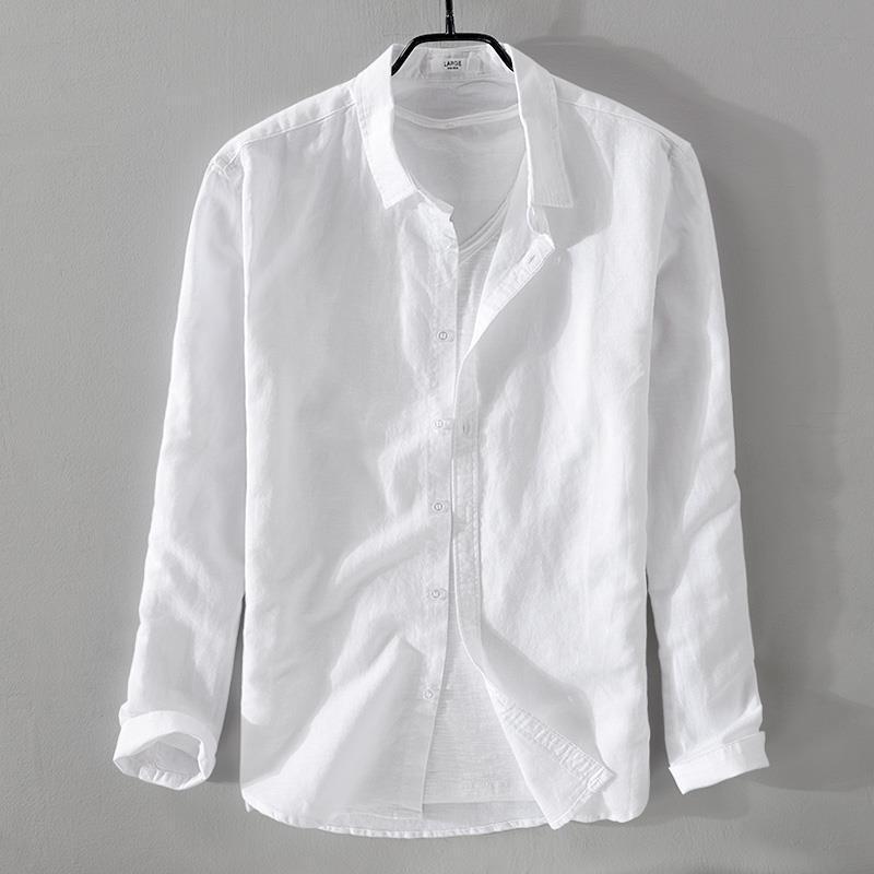 Men's Linen Shirt Long Sleeve | Summer Lightweight Cotton Casual