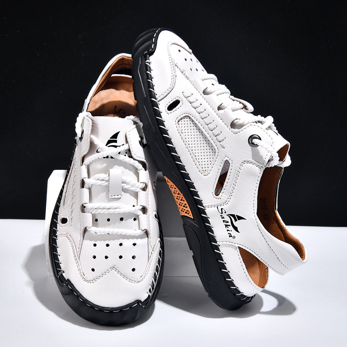 Men's Hand-Stitched Closed Sandals Comfort Casual Shoes