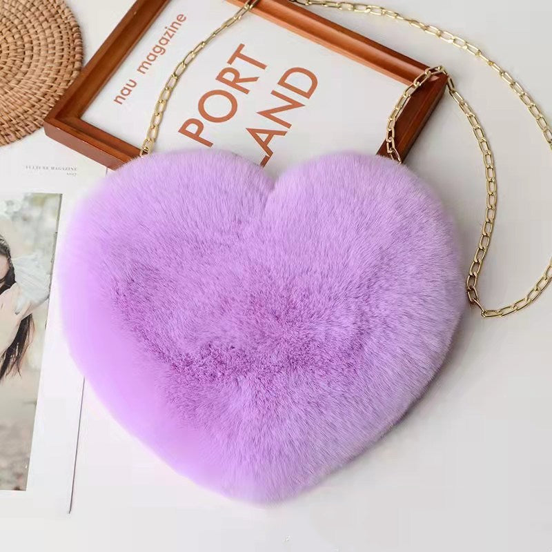 Plush Women's Bag with Chain – perfect for Valentine's Day
