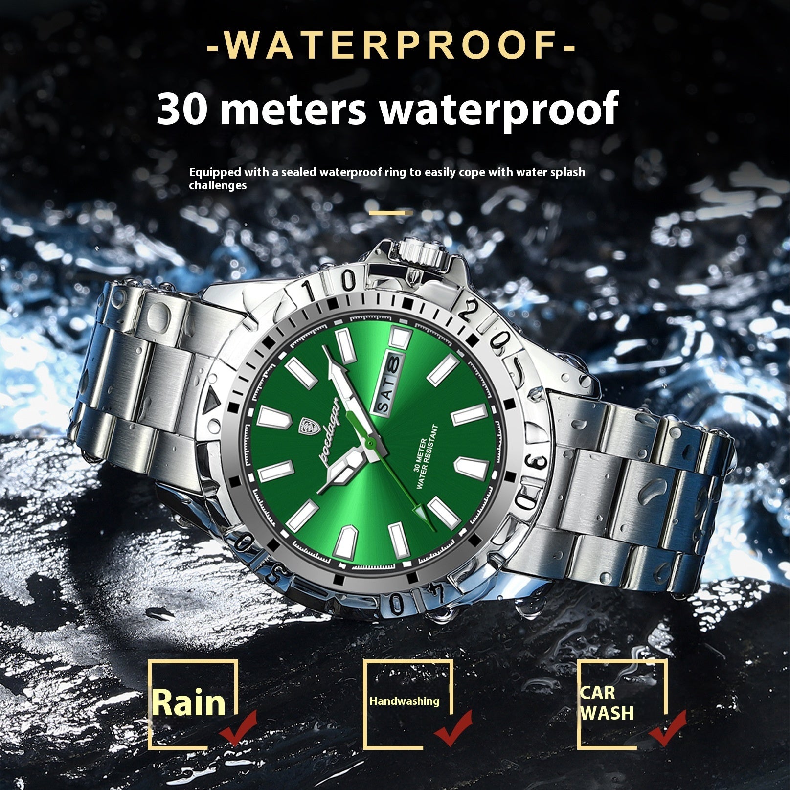 Herren Uhr wasserdicht leuchtend | robust modern Schweizer Stil