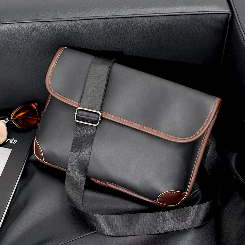 Men's Leather Shoulder Bag Check | Crossbody Street Messenger Bag