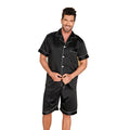 Herren Eis Seide Pyjama | Sommer Schlafanzug Leicht | Polo Set