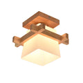 Wooden Glass Table Lamp Natural Design Bedroom Light