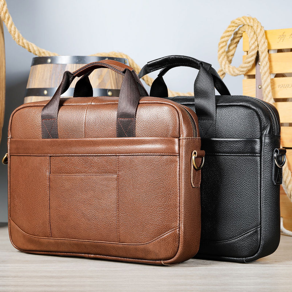 Men's Leather Business Shoulder Bag Laptop Briefcase - Premium Document Bag