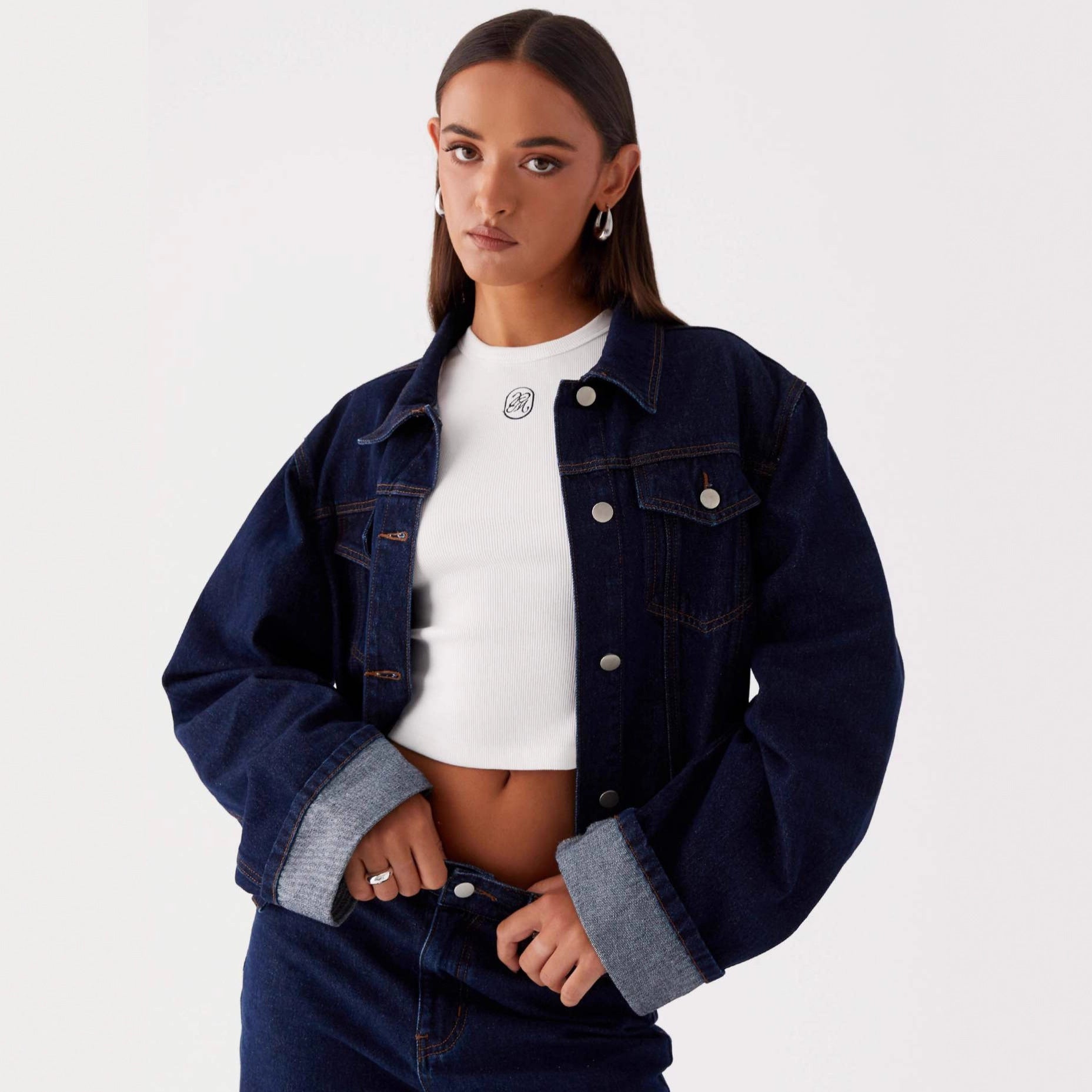 Women's Denim Jacket | Casual Denim Jacket with Turn-Down Collar
