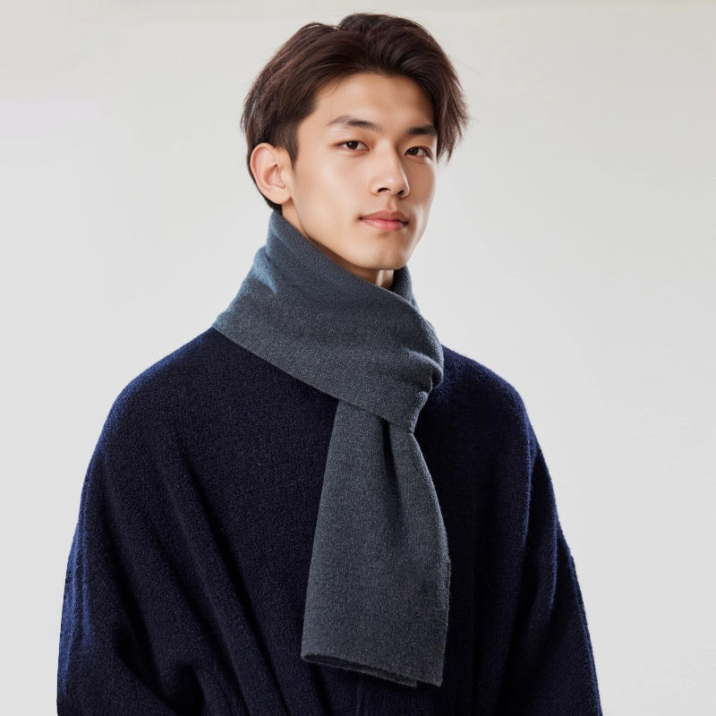 Men's wool scarf plain knit warm elegant versatile