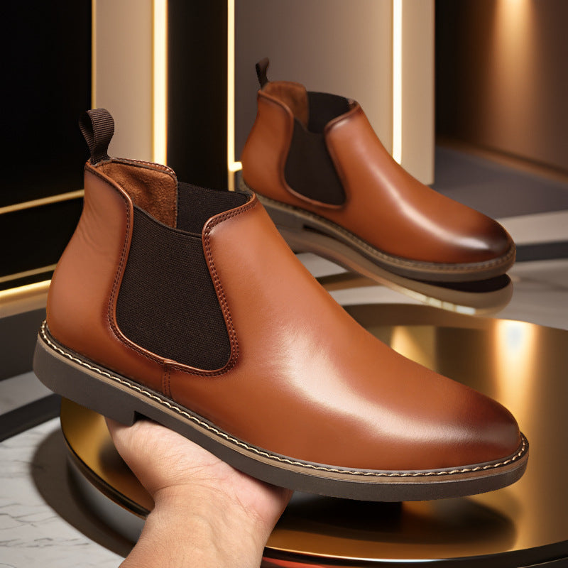 Men's Leather Boots Oversize | British Style Casual Boots