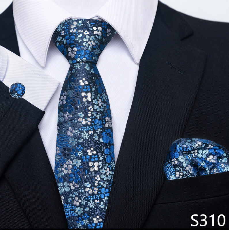 Men's Tie Set Business Scarf Cufflinks Elegant