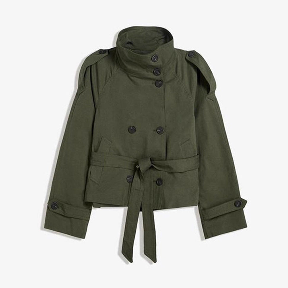 Eleganter Damen Trenchcoat – Tailliert, Schnürung & Knopfleiste