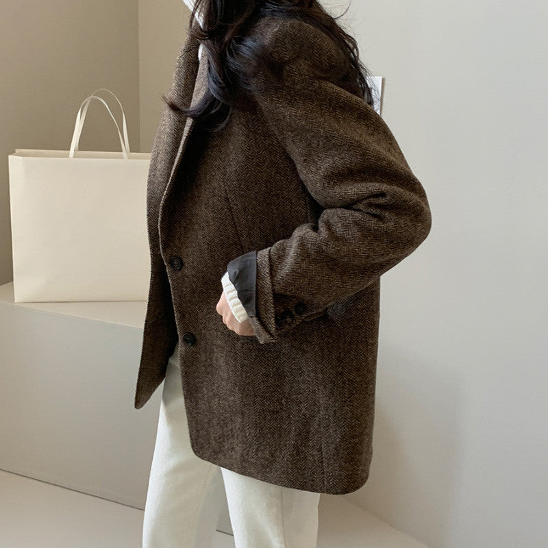 Damen Wollblazer Einfarbig – Elegant, Warm & Zeitlos
