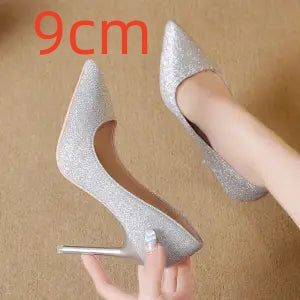 Women's High Heels Silver Black Mesh Sequins | Sexy Glamour Shoes