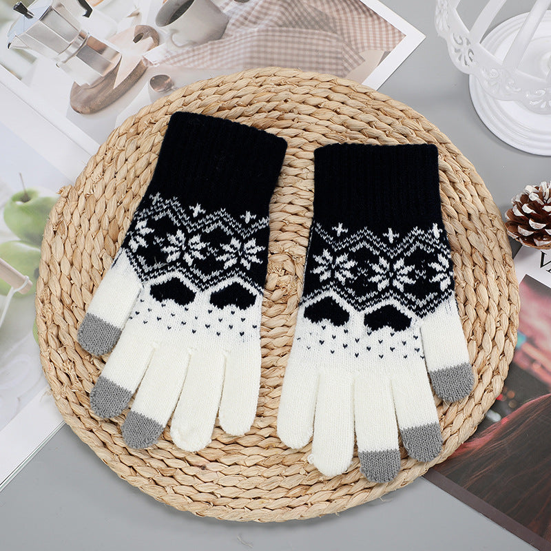 Touchscreen Winterhandschuhe Damen | Strick Schneeflocken Xmas