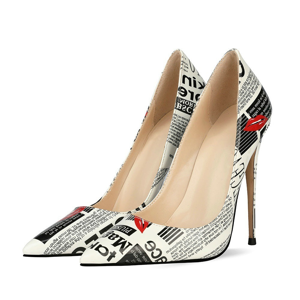 Graffiti High Heels for Women | Pointed 12 cm Stiletto Pumps