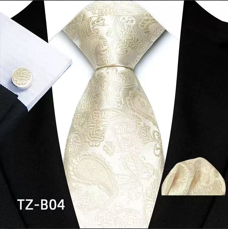 Paisley Tie Set for Men, Elegant 3-Piece, Business Wedding
