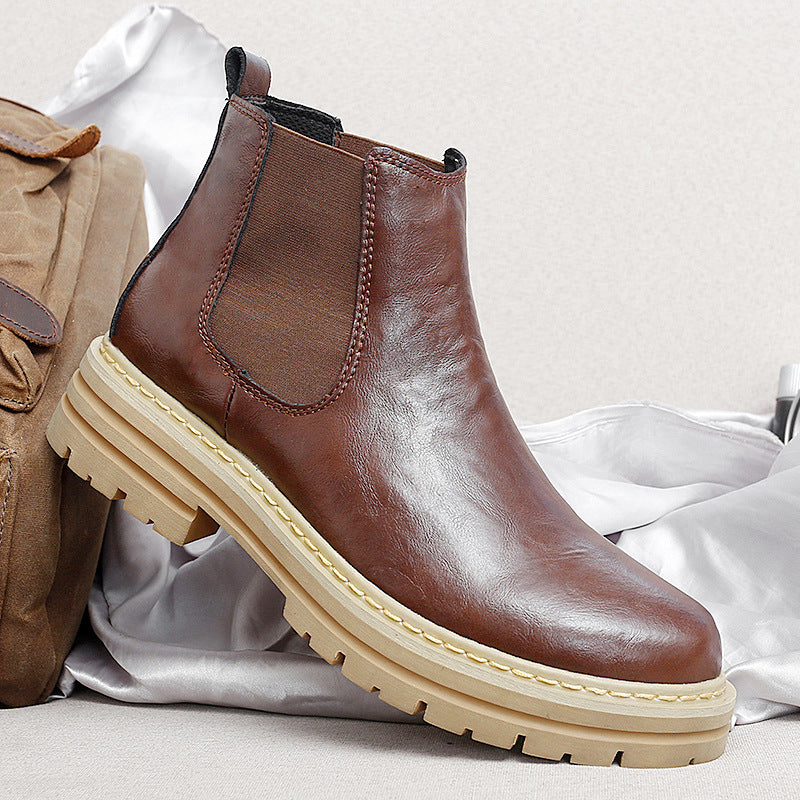 Men's Retro Work Boots with Fleece Lining – British Platform Winter Boots