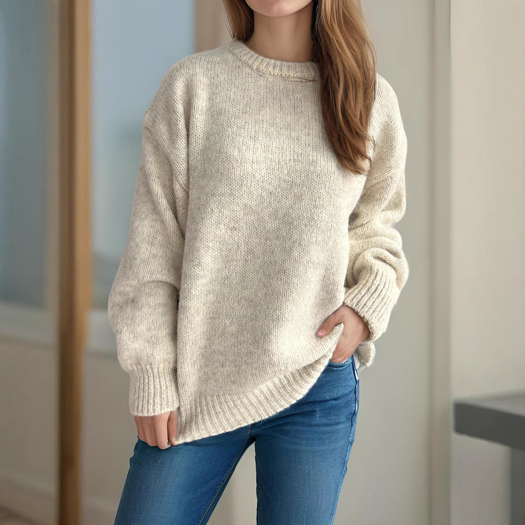 Locker sitzender Damen Strickpullover – Rundhals Pullover für Herbst & Winter