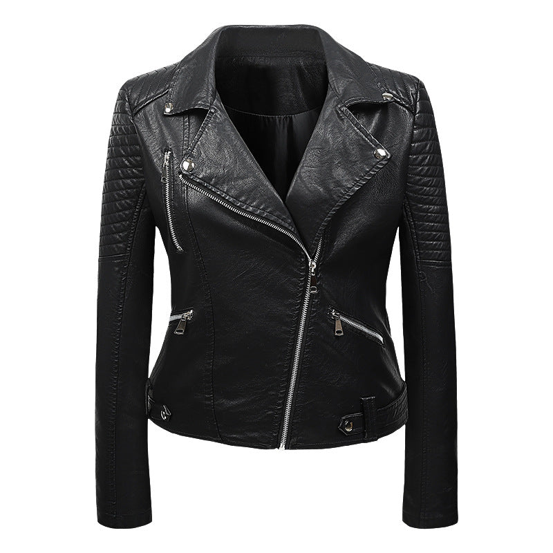 Women's Korean Slim Fit Leather Jacket – Harajuku Biker Style