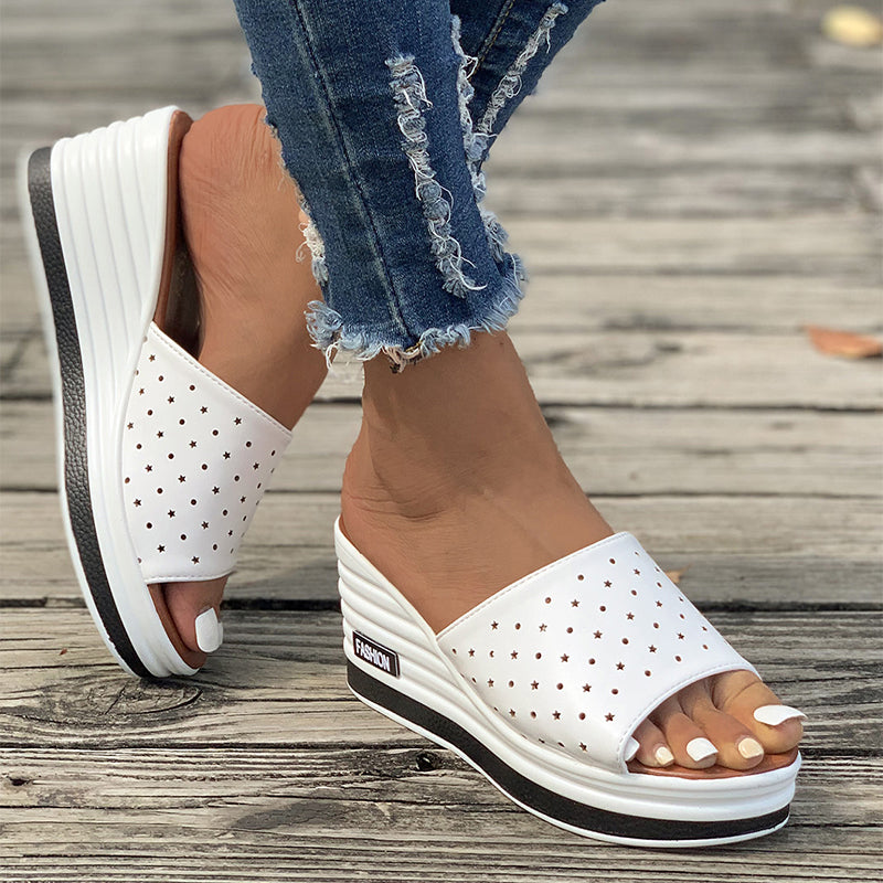Damen Keilsandalen Fish Mouth | Cut Out Sommer Strand Schuhe